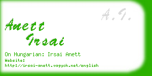 anett irsai business card